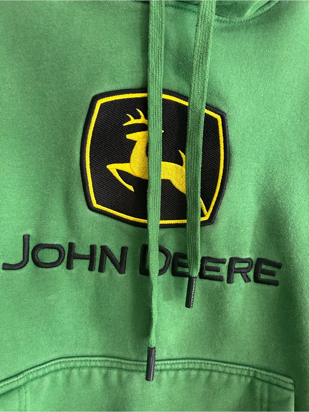 John Deere Logo Hoodie Green Pullover Sweatshirt Men’s Large Farm Tractor